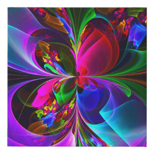 Modern Floral Abstract Art Red Blue Pattern #12 Faux Canvas Print