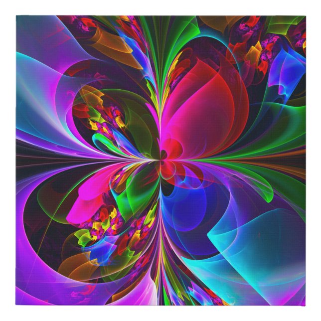 Modern Floral Abstract Art Red Blue Pattern #12 Faux Canvas Print (Front)