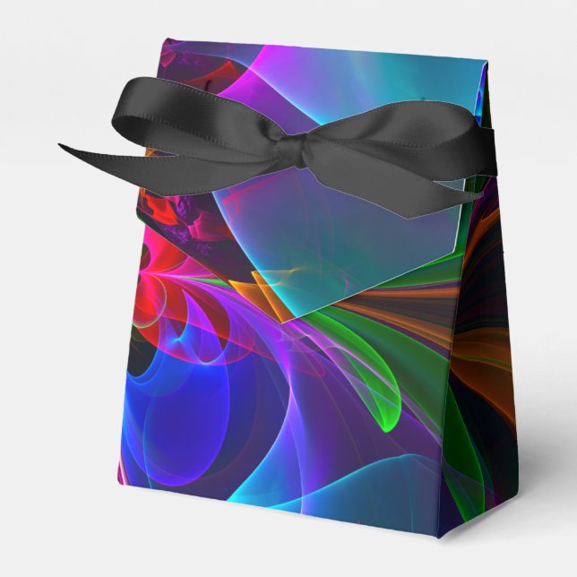 Modern Floral Abstract Art Red Blue Pattern #12 Favor Boxes (Front Side)