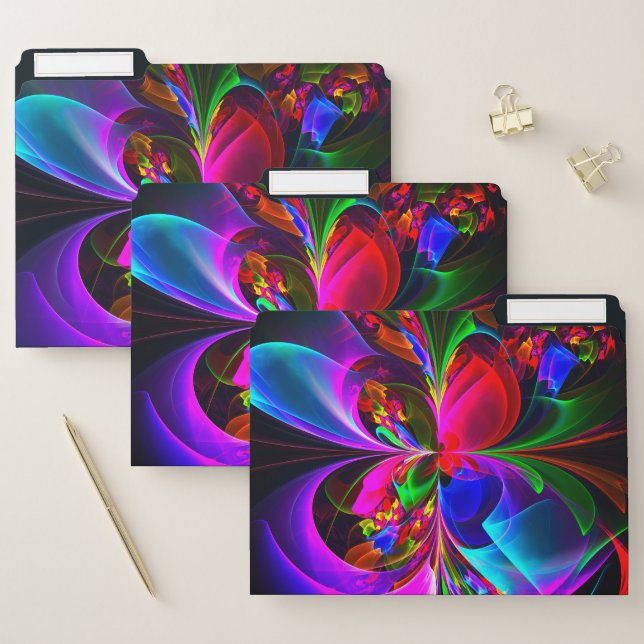 Modern Floral Abstract Art Red Blue Pattern #12 File Folder (Set)