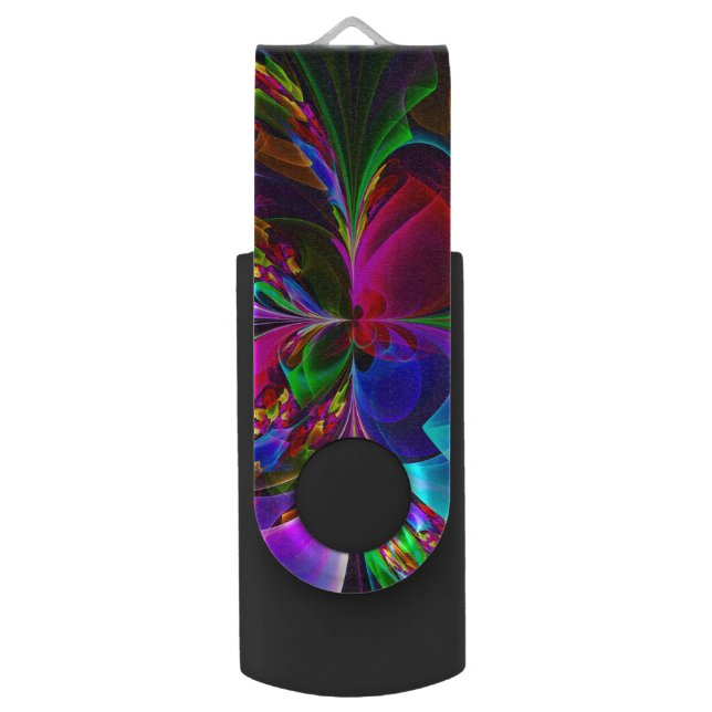 Modern Floral Abstract Art Red Blue Pattern #12 Flash Drive (Front Vertical)