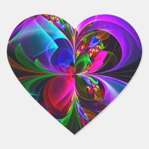 Modern Floral Abstract Art Red Blue Pattern #12 Heart Sticker