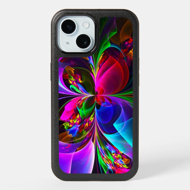 Modern Floral Abstract Art Red Blue Pattern #12 iPhone 15 Case (Back)