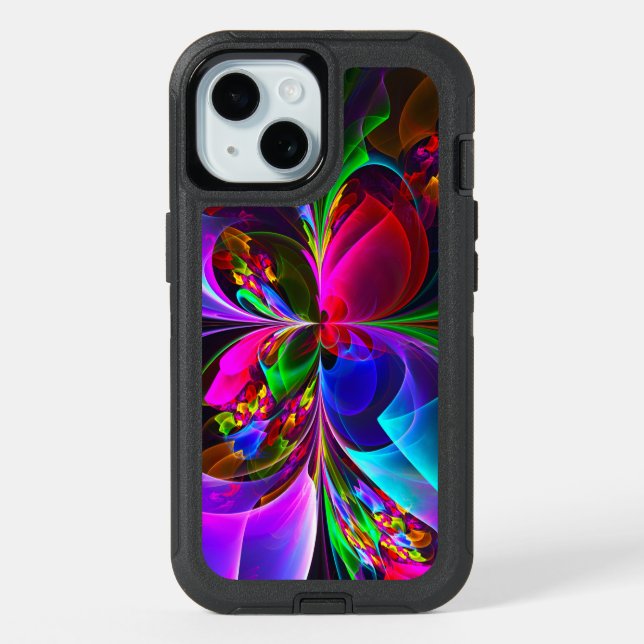 Modern Floral Abstract Art Red Blue Pattern #12 iPhone 15 Case (Back)