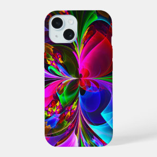 Modern Floral Abstract Art Red Blue Pattern #12 iPhone 15 Case