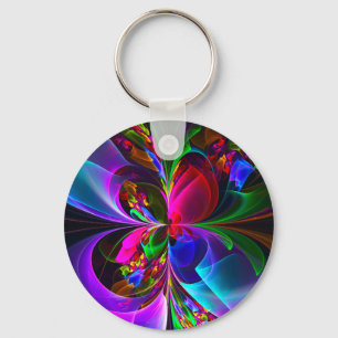 Modern Floral Abstract Art Red Blue Pattern #12 Keychain
