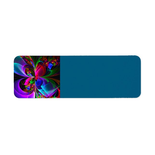 Modern Floral Abstract Art Red Blue Pattern #12 Label (Front)
