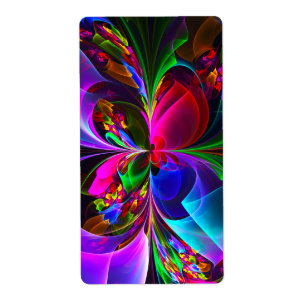 Modern Floral Abstract Art Red Blue Pattern #12 Label