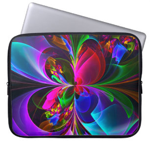 Modern Floral Abstract Art Red Blue Pattern #12 Laptop Sleeve