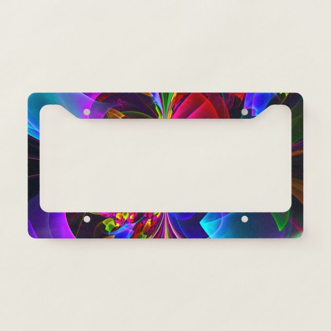 Modern Floral Abstract Art Red Blue Pattern #12 License Plate Frame (Front)