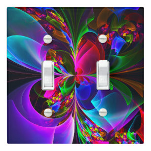 Modern Floral Abstract Art Red Blue Pattern #12 Light Switch Cover