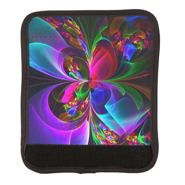 Modern Floral Abstract Art Red Blue Pattern #12 Luggage Handle Wrap (Front)