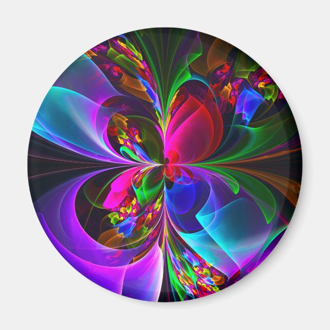 Modern Floral Abstract Art Red Blue Pattern #12 Magnet (Front)