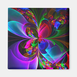 Modern Floral Abstract Art Red Blue Pattern #12 Magnet