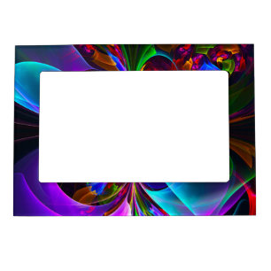 Modern Floral Abstract Art Red Blue Pattern #12 Magnetic Frame
