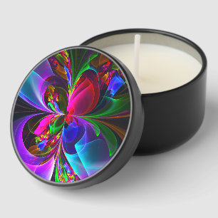 Modern Floral Abstract Art Red Blue Pattern #12 Mini Candle Favors
