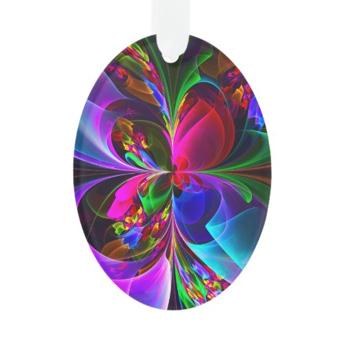Modern Floral Abstract Art Red Blue Pattern #12 Ornament