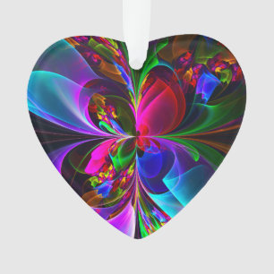 Modern Floral Abstract Art Red Blue Pattern #12 Ornament