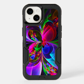 Modern Floral Abstract Art Red Blue Pattern #12 OtterBox iPhone 14 Case