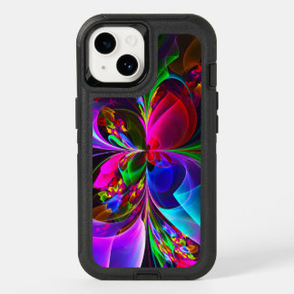 Modern Floral Abstract Art Red Blue Pattern #12 OtterBox iPhone 14 Case