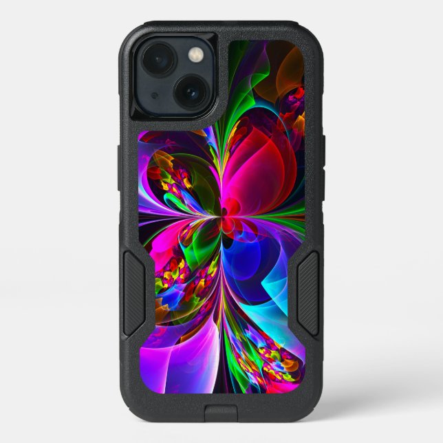 Modern Floral Abstract Art Red Blue Pattern #12 Otterbox iPhone Case (Back)