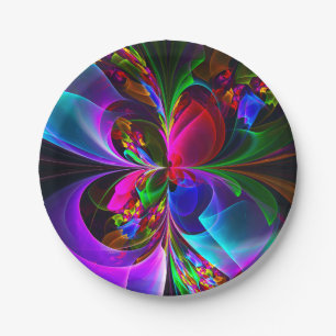 Modern Floral Abstract Art Red Blue Pattern #12 Paper Plates