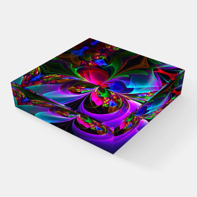 Modern Floral Abstract Art Red Blue Pattern #12 Paperweight (Angled)