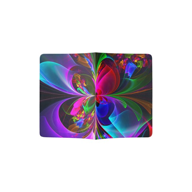 Modern Floral Abstract Art Red Blue Pattern #12 Passport Holder (Opened)