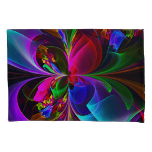Modern Floral Abstract Art Red Blue Pattern #12 Pillow Case