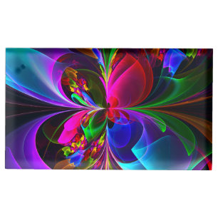Modern Floral Abstract Art Red Blue Pattern #12 Place Card Holder