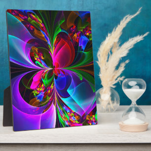 Modern Floral Abstract Art Red Blue Pattern #12 Plaque