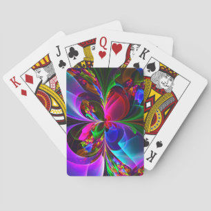 Modern Floral Abstract Art Red Blue Pattern #12 Poker Cards