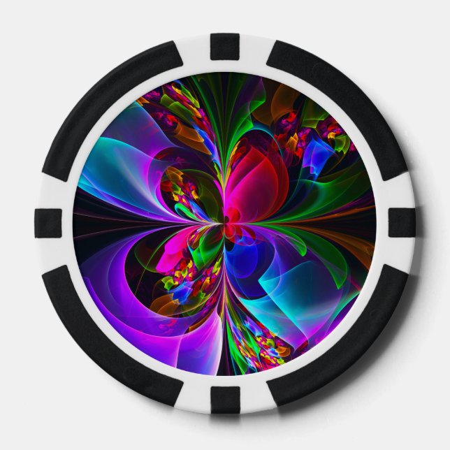 Modern Floral Abstract Art Red Blue Pattern #12 Poker Chips (Front)