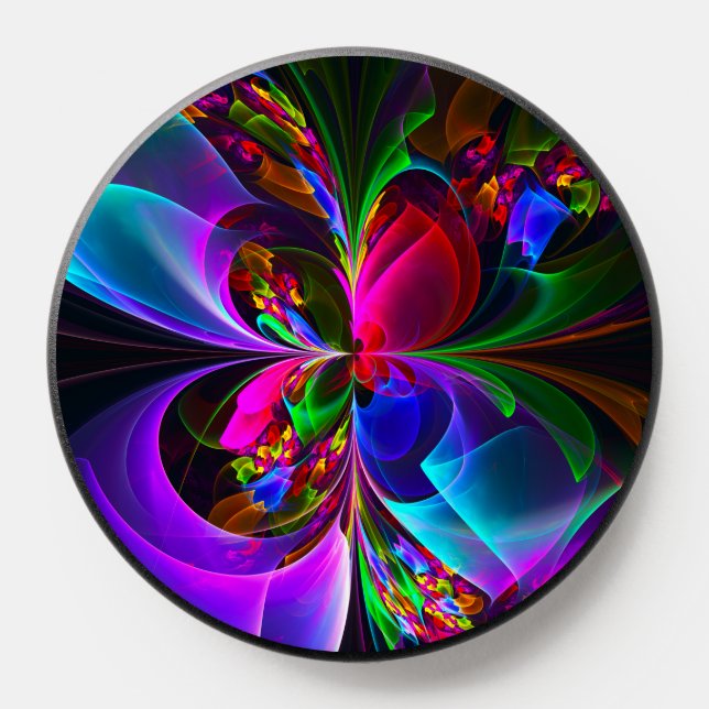 Modern Floral Abstract Art Red Blue Pattern #12 PopSocket (Popsocket)