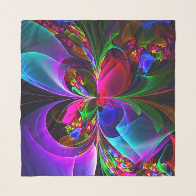 Modern Floral Abstract Art Red Blue Pattern #12 Scarf (Front)