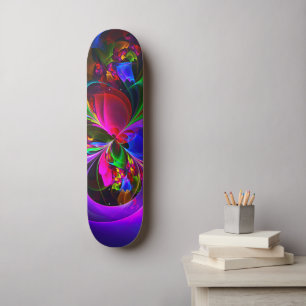 Modern Floral Abstract Art Red Blue Pattern #12 Skateboard