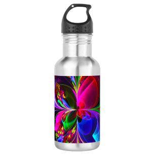 Modern Floral Abstract Art Red Blue Pattern #12 Stainless Steel Water Bottle