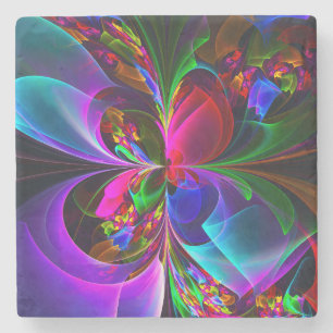 Modern Floral Abstract Art Red Blue Pattern #12 Stone Coaster