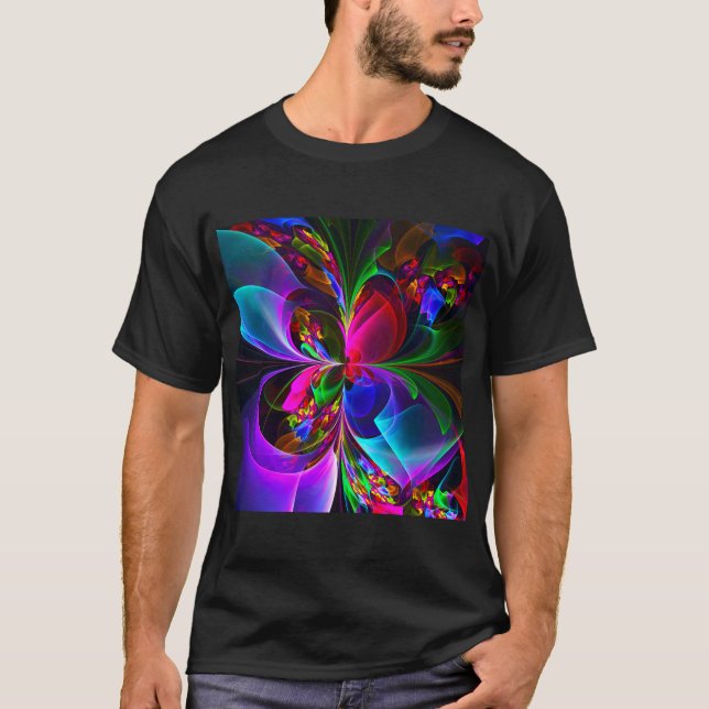Modern Floral Abstract Art Red Blue Pattern #12 T-Shirt (Front)