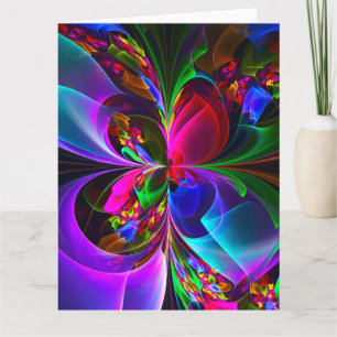 Modern Floral Abstract Art Red Blue Pattern #12 Thank You Card
