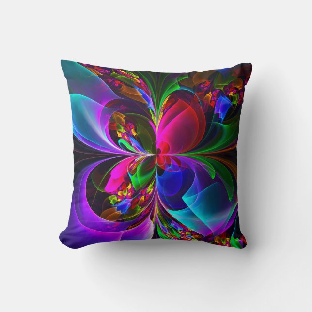 Modern Floral Abstract Art Red Blue Pattern #12 Throw Pillow (Front)