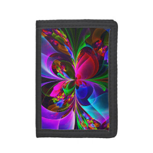 Modern Floral Abstract Art Red Blue Pattern #12 Tri-fold Wallet