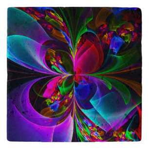 Modern Floral Abstract Art Red Blue Pattern #12 Trivet