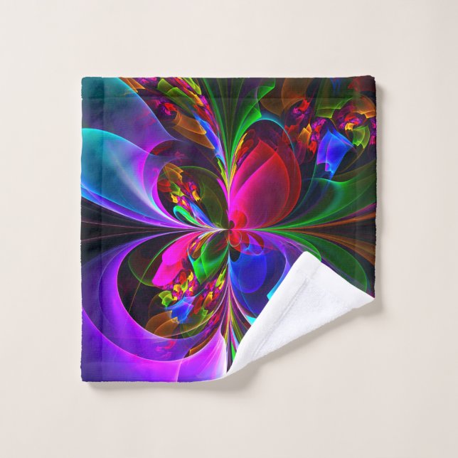 Modern Floral Abstract Art Red Blue Pattern #12 Wash Cloth (Wash Cloth)