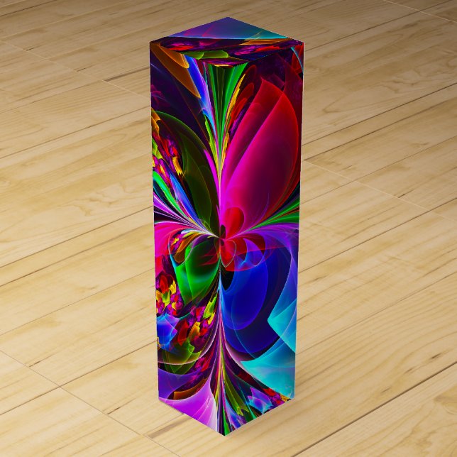 Modern Floral Abstract Art Red Blue Pattern #12 Wine Box (Front)