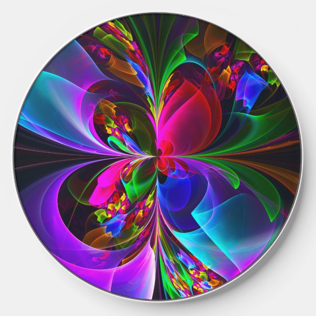 Modern Floral Abstract Art Red Blue Pattern #12 Wireless Charger (Front)