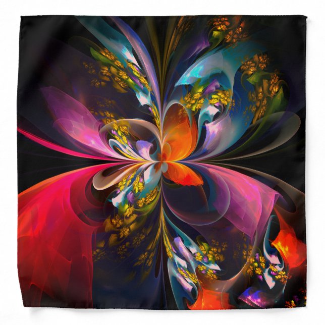 Modern Floral Abstract Art Red Blue Pattern #13 Bandana (Front)