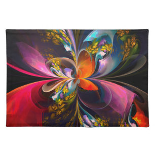 Modern Floral Abstract Art Red Blue Pattern #13 Cloth Placemat