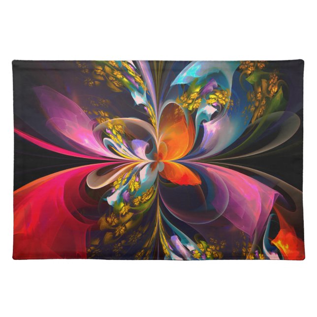 Modern Floral Abstract Art Red Blue Pattern #13 Cloth Placemat (Front)