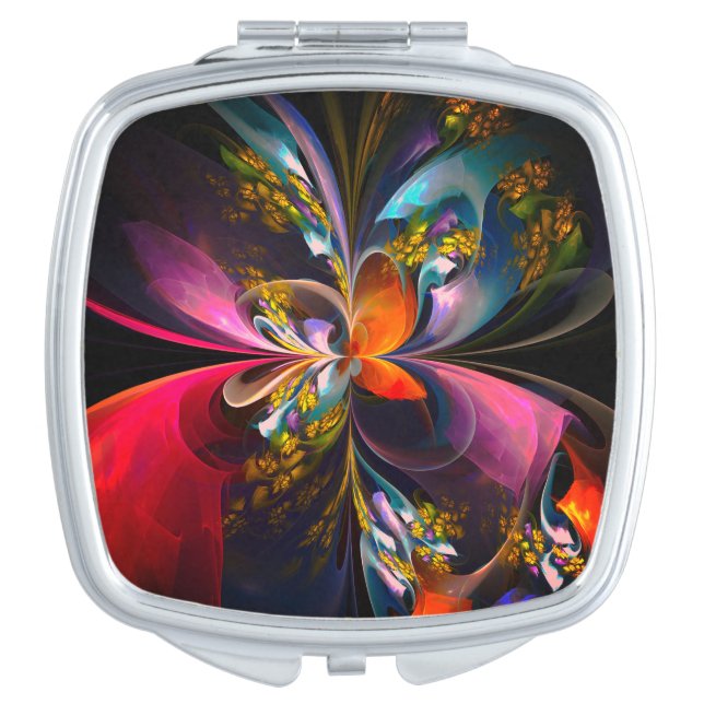 Modern Floral Abstract Art Red Blue Pattern #13 Compact Mirror (Front)